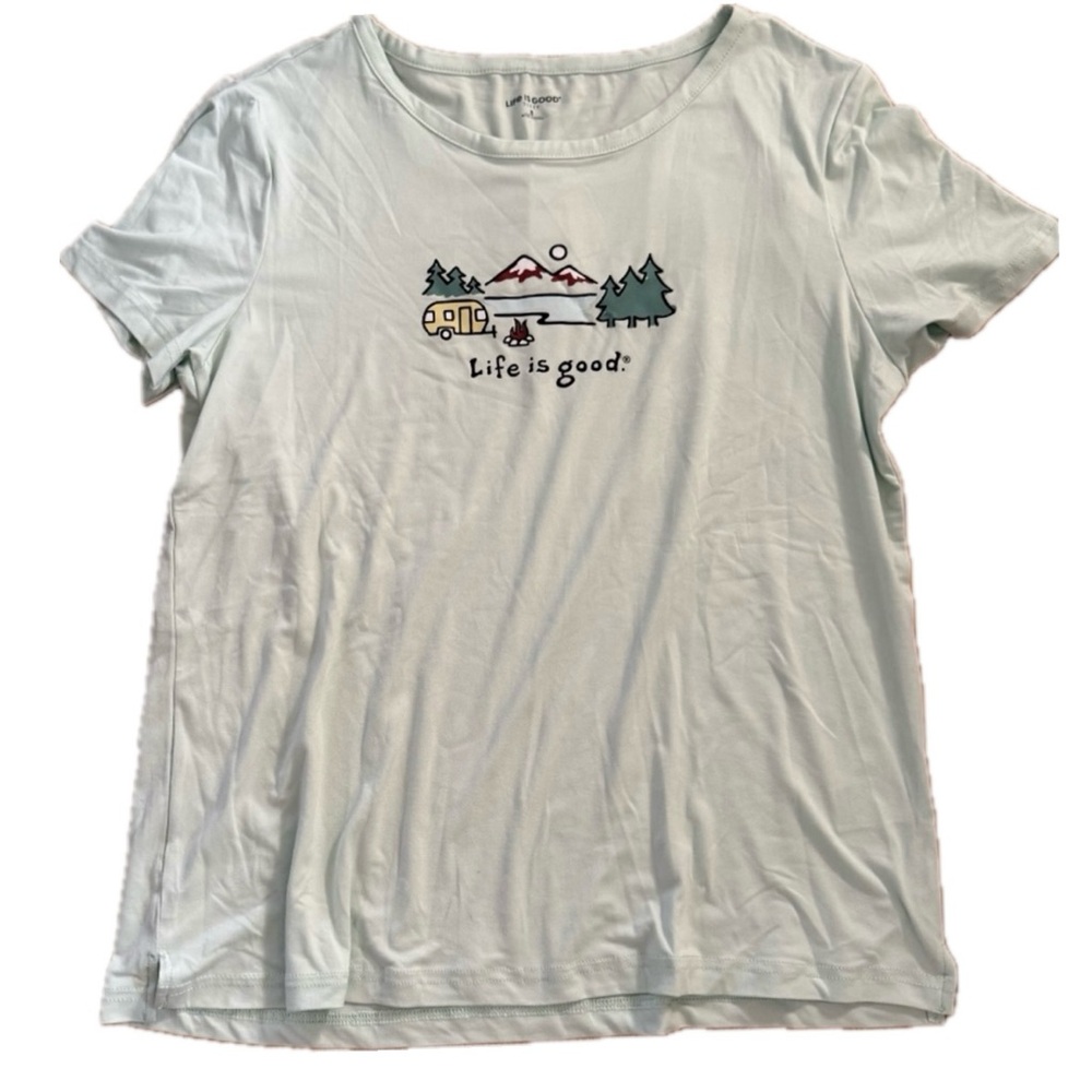 Life Is Good Women’s Mint Green Camping Short Sleeve Sleep Shirt - Picture 1 of 9